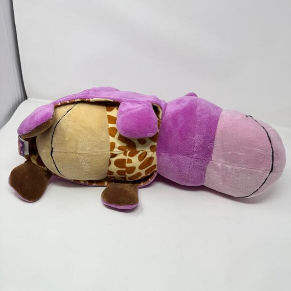 2015 Flip A Zoo Geo Giraffe Ava Hippo 2 in 1 Reversible Purple Brown 19" Plush - Picture 11 of 12